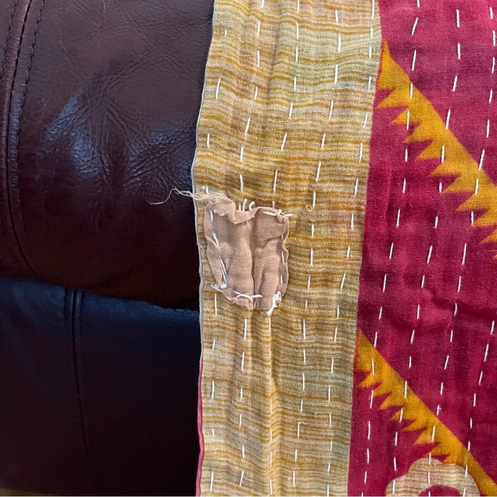 KANTHA QUILT Double Sided Lightweight Colorful XL Twin Spring Summer Blanket